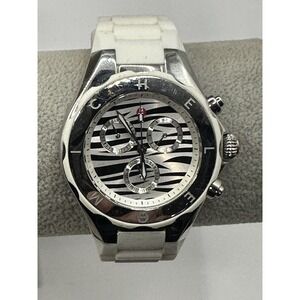 Michele MWW12F000055 Women's Analog Watch‎ Zebra Dial Silver Tone Black & White